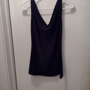 Norma Kamali black drape neck sleeveless blouse size women medium